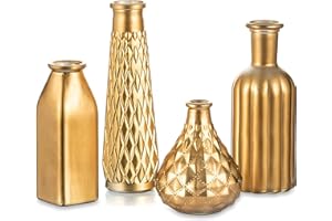 ‎HEWORY Hewory Vase Gold Deko Gold: Goldene Vase Weihnachten für Weihnachtsdeko Innen - 4 Goldene Vasen Deko Kleine Vasen für Tischdeko Weihnachten Geschenke Hochzeit