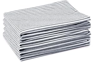 Encasa XO Servilletas de Algodón Juego de 6 | Azul Marino a Rayas | Tamaño 45x45 cm | Servilletas de Mesa | Lavables a Máquina y Reutilizables