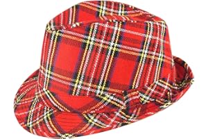 deevan New Adult Fancy Dress Trilby Tartan Scottish Burns Night Hat Bay City Rollers