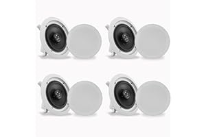 PYLE 6.5” 4 Bluetooth Flush Mount In-wall In-ceiling 2-Way Speaker System Quick Connections Changeable Round/Square Grill Polypropylene Cone & Tweeter Stereo Sound 4 Ch Amplifier 200 Watt