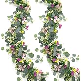ASTNIC 2 Pieces Artificial Flower Garlands Decoration, 5.68 Feet Eucalyptus | Fake Hanging Daisy Eucalyptus Garland for Weddi