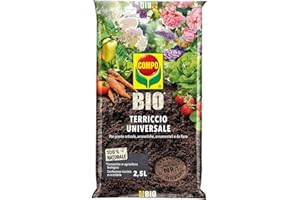 COMPO BIO Terriccio Universale, Per Piante Orticole, Aromatiche, Ornamentali e da Fiore, Consentito in Agricoltura Biologica, Sacco 2,5 L