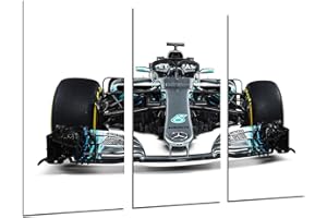 CUADROS CÁMARA Tableau Moderne Photographique, Impression sur bois, Voiture de formule 1, Mercedes F1 W09, Mercedes F1 2018, Lewis Hamilton, Valtteri Bottas, 97 x 62 cm, ref. 27106