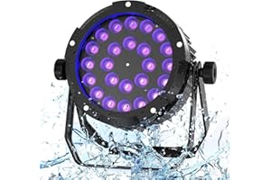 PUZILOZA IP67 Wasserdichtes Par Licht 24 LED, RGBWA+UV 6 IN 1 LED Par Scheinwerfer mit DMX Kabel, Unterstützung DMX 4/10CH, LED Bühnenlicht für Regentage Pools im Freien Dicso Party Bar