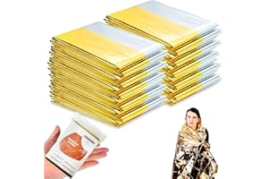 JAADU Couverture de Survie, 10 Pièces Couvertures Thermique Isolant d'urgence 210x160cm Réutilisable, pour Camping, Randonnée, Premiers Soins (Or & Argent)