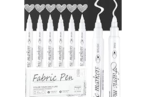 EFNHJF5 6 Stück Weiß Textilstifte Waschmaschinenfest,Textilmalstifte,Dual-Tip-Stoffmarker Permanent,Textilmarker Weiß,Stoff Stifte Waschfest,für T-Shirts Stoffmalstifte und stofftaschen zum bemalen