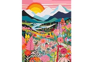 DAERLE Peinture par Numéros pour Adulte Montagnes colorées, Kits de Peinture au Numéro Série colorée Avec Pinceaux Peinture de Dessin de Pigment Acrylique, Vloisirs Créatifs Adultes 30x40cm