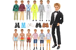 Miunana 5X Fashionista Trajes de Ropas Casual + 5 Pares Zapatos + para 12 Pulgadas Novio Muñeco