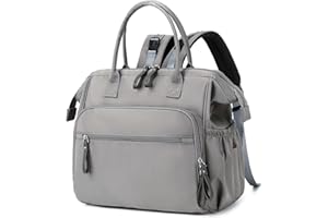 LORADI Sac à langer convertible, large ouverture sur le dessus, 14 poches, avec clip pour poussette, résistant à l'eau