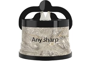 AnySharp Affilacoltelli, Sicurezza Mani Libere, Potente Suzione PowerGrip, Affila Sicuramente Tutti i Coltelli da Cucina, Ideale per Acciaio Temperato e Dentati, Il Migliore del Mondo, Pietra