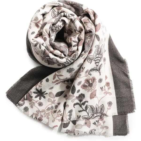 Foulard Femme LumiSyne Coton Lin - Écharpe 180x90cm Fleurs Lettres