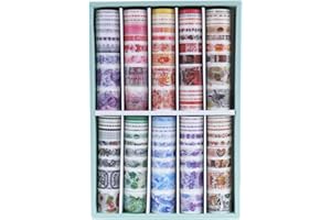 Lychii 100 PCS Washi Tape, Tape Decorativo Coprente per lavoretti di Fai da Te, diari, Biglietti, Schizzi (100 Rolls C)