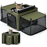 Pecute Expandable Cat Carrier, Dog Carrier with Stable Structure, Large Space Breathable Pet Carrier Bag, Portable Cat Carrie