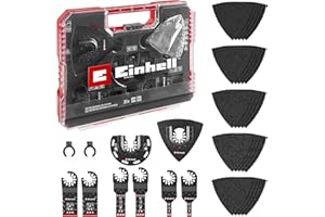 EINHELL ACCESSORIES Einhell XL-PLUS-CASE - Juego de 35 herramientas para madera (hojas de sierra de inmersión CV, hoja de sierra semicircular HCS, placa de soporte Delta, papel de lija de óxido de aluminio para madera,