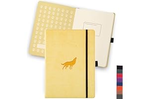 DINGBATS* NOTEBOOKS Dingbats - Taccuino Medio A Quadretti Wildlife, Cream Wolf, A5 - Pelle Pu - Carta Perforata, Color Crema 100 G/mq A Prova Di Inchiostro