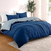 Dreamzie - Duvet cover for 135cm beds with 2 pillowcases 65 x 65 cm | Reversible &middot; Duvet Cover 200x200 &middot; Dark Blue/Blue &middot; Ult