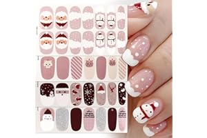 GEBETTER 4 Sheets Christmas Full Wraps Stickers Nail Polish Sticker Christmas Self-Adhesive Nail Art Decals Manicure Nail Tips DIY Nail Decorations for Women Girls