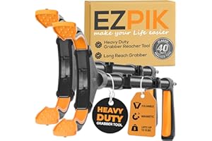 2 x EZPIK® 40" Extra Long Litter Picker-Grabber - Heavy-Duty Rubbish Picker Grabber Stick - Extra Long Grabber Tool with Rotating Head - Foldable Reaching Aids for The Elderly with Magnet [ 2 Pack ]