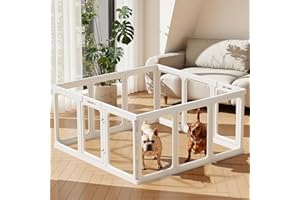 Gardner Pet Enclos pour Chien Transparent en Acrylique 128x85x60cm(9 PCS + 1 Panneaux avec Porte) - Parc à Chiot Modulable d'Intérieur - Clôture Sécurisée pour Petit Chien/Chat/Lapin/Cochon - Blanc