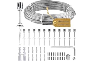 Krovtoy Support pour Plantes grimpantes, kit Complet en Acier Inoxydable avec Supports muraux et Corde de 3 mm, 12 Supports, Corde de 16 m