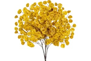 ‎BRIFUL 6PCS Kunstzweig Eukalyptus Künstliche Dekozweige, Gold Eukalyptusblätter Herbstdeko für Hochzeit, Tafelaufsatz, Blumenarrangement, Herbst Dekoration