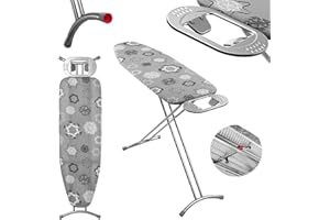 KADAX Składana deska do prasowania, 120 x 38 cm, deska do prasowania z metalową siatką, deska do prasowania z antypoślizgowymi nóżkami, deska do prasowania z regulacją wysokości z półką na żelazko