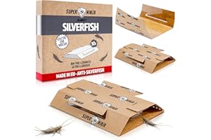 Super Ninja Silverfish Trap – 10 Pack, Silverfish Killer with Integrated Attractant, Odourless, Non-Toxic Sticky Traps for Basements, Bathrooms, Kitchens, Works for Up to 3 Months