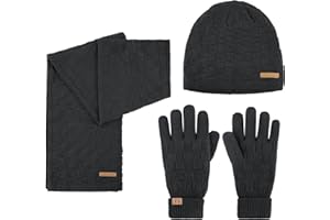 ‎NORMANI normani Elegantes Winterset aus Merinowolle bestehend aus Mütze, Schal und Handschuhe für Herren und Damen