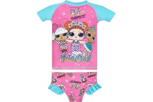 L.O.L. Surprise! Swimming Costume | Girls 2 Piece Swimming Costume | Short Sleeve Girls Swimsuit | Ages 2 to 10 Years