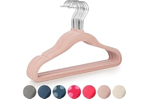 Laleni Grucce Bambini in Velluto, Grucce Appendiabiti per Bambini, Grucce Salvaspazio, Con Gancio a 360°, Rosa Tenue, 50 Pezzi