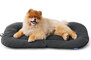 Bedsure Washable Dog Mat Small - Non Slip Bottom Dog Crate Bed, Comfortable Fleece Dogs Mattress Pad Cushion for Kennel, Soft Pet Bed Mat for Cats Puppies Indoor - S 59x43 cm, Dark Grey
