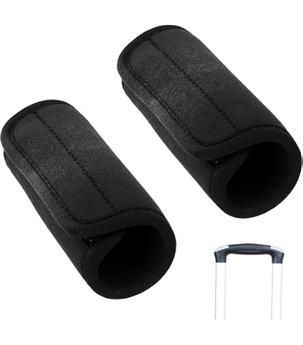 Black Luggage Handle Wraps (Set Of 2) | Comfortable Neoprene Grip Covers For Suitcases, Handbags, Backpacks – Non-Slip & Durable Travel Accessory