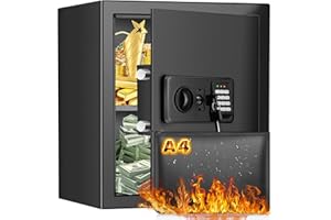 MEJASG 40L Safe Tresor Feuerfest mit Feuerfester Dokumententasche, Digitaler Heimtresor mit Herausnehmbarem Regal, Möbeltresor mit Zahlenschloss für Gold Schmuck Dokumente Medikamente