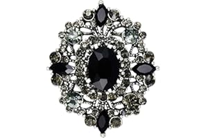 EVER FAITH Broche de Diamantes Vintage para Mujer, Accesorio de Diamantes de imitación de Cristal Ovalado, decoración de Ropa
