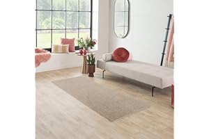 Carpet Studio Santa Fe Alfombra Pasillo 67x180cm, Alfombras para Dormitorio, Cocina & Pasillo, Fácil de Limpiar, Superficie Suave, Pelo Corto - Beige