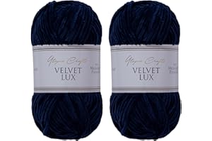 Utopia Crafts Velvet Lux - Filato di ciniglia super morbido, per lavori a maglia e uncinetto, 2 confezioni da 100 g (blu notte)