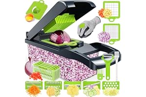 16 En 1 Coupe Legumes Multifonctions, Coupe Legumes Manuel, Mandoline Professionnelle Cuisine, Decoupe Legumes à 8 Lames Réglable Pour Trancher, Couper Et Râper Les Légumes (Gris)