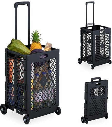 COSTWAY Opvouwbare boodschappentrolley, winkelwagen op wielen, 45 kg COSTWAY Opvouwbare boodschappentrolley, winkelwagen op wielen, 45 kg