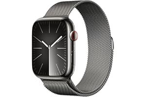 Apple Watch Series 9 (GPS + Cellular, 45 mm) Smartwatch mit Edelstahlgehäuse und Milanaise Armband in Graphit. Fitnesstracker, Blutsauerstoff und EKG Apps, Always-On Retina Display, Wasserschutz