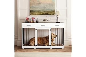 CALDION Cage pour Chien avec 3 tiroirs, 137 x 57 x 85 cm,Le Cages avec Portes grillagées, Niche pour Chiens, Cage de Transport pour Chiens, Niche de Taille Moyenne, Salon, Chambre à Coucher