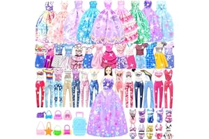 BNUZEIYI Puppenkleidung und Zubehör für 11,5 Zoll Puppe Dress up Set mit Prinzessin Kleider Mode Kleider Tops und Hosen Taschen Geschenk Spielzeug für Mädchen 4 5 6 7 8 9 10 Jahre Weihnachten Geburtstag