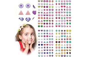 AUGSUN Klebeohrringe Mädchen, 240 Stück 3D Klebeohrringe Selbstklebende Glitzer Ohrringe Sticker Kristall Ohrringe Aufkleber für Mädchen Kinder
