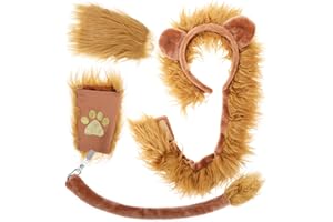 XEPST Zestaw kostiumu lwa zwierzęcego, opaska na czoło, ogon i łapę, z opaską na czoło, łapy lwa, ogon lwa, do kostiumu zwierzęcego, Cosplay, na przyjęcie urodzinowe, akcesoria na Halloween, kostium,