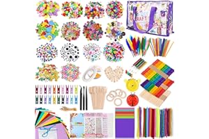 TAVADA 3000+PCS Bastelset Kinder,DIY Basteln Bastelkoffer Bastelmaterial Bastelzubehör Scrapbooking Bastelbedarf Material Set Pfeifenreiniger Pompons Federn Pailletten