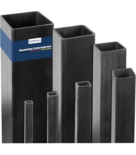 Produktbild von B&T Metall Stahl-Vierkantrohr 35 X 35 X 2 Mm – Länge 1000 Mm, ST37, Schwarz, Für Schweißkonstruktionen & Metallbau