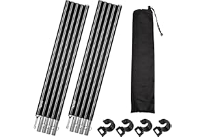LYGZTing, Palo di Tela 80-190cm Set da 2 pezzi Asta in Tela pieghevole in lega Palo Della tenda da campeggio rimovibile Asta per tendalino Accessori da campeggio all'aperto