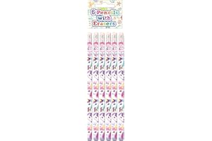 Henbrandt Children’s Unicorn Pencils with Erasers Pack of 6 Kids Stationery Gift Birthday Xmas Party Favour Loot Bag Filler