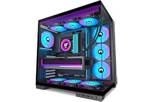 HYXN H1 ATX PC Gehäuse – Vorinstallierte 7 PWM ARGB Lüfter, Dual Kammer Mid Tower Gaming PC Gehäuse, mit Type-C, gleichzeitige Installation von 3X 360 mm Kühler (schwarz, H1)