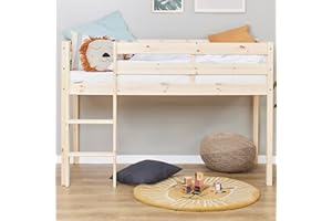 ‎HOPPEKIDS Hoppekids ECO Comfort Hochbett | 70x160 mit Lattenrost und Kaltschaummatratze | Natur | Das Nordische Umweltzeichen | TÜV-Zertifiziert | FSC®-zertifiziertes massives Kiefernholz