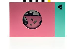 We are Rewind Tragbarer Kassettenspieler – Kassettenrekorder mit Bluetooth-Verbindung, Lautsprecher oder Kopfhörer, 3,5-mm-Audiokabel – (Edith, Pink & Grün)